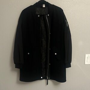 NWOT: H&M - Women’s Long Black Bomber Jacket